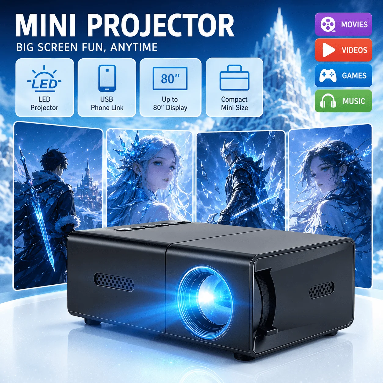 Mini portable projector, compa - Retro Gaming Projector 评论和价格