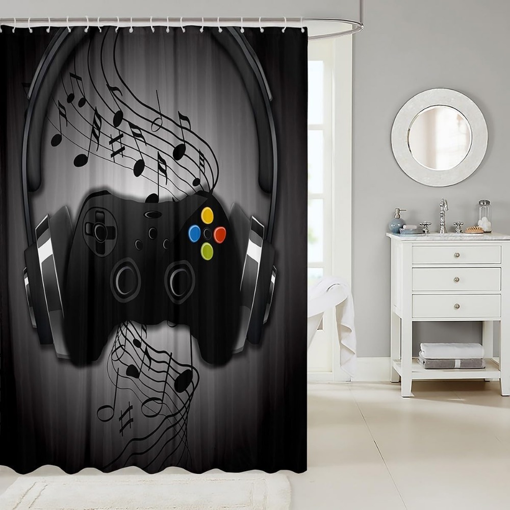 Boys Games Shower Curtain Blac - Retro Gaming Gameboy 评论和价格